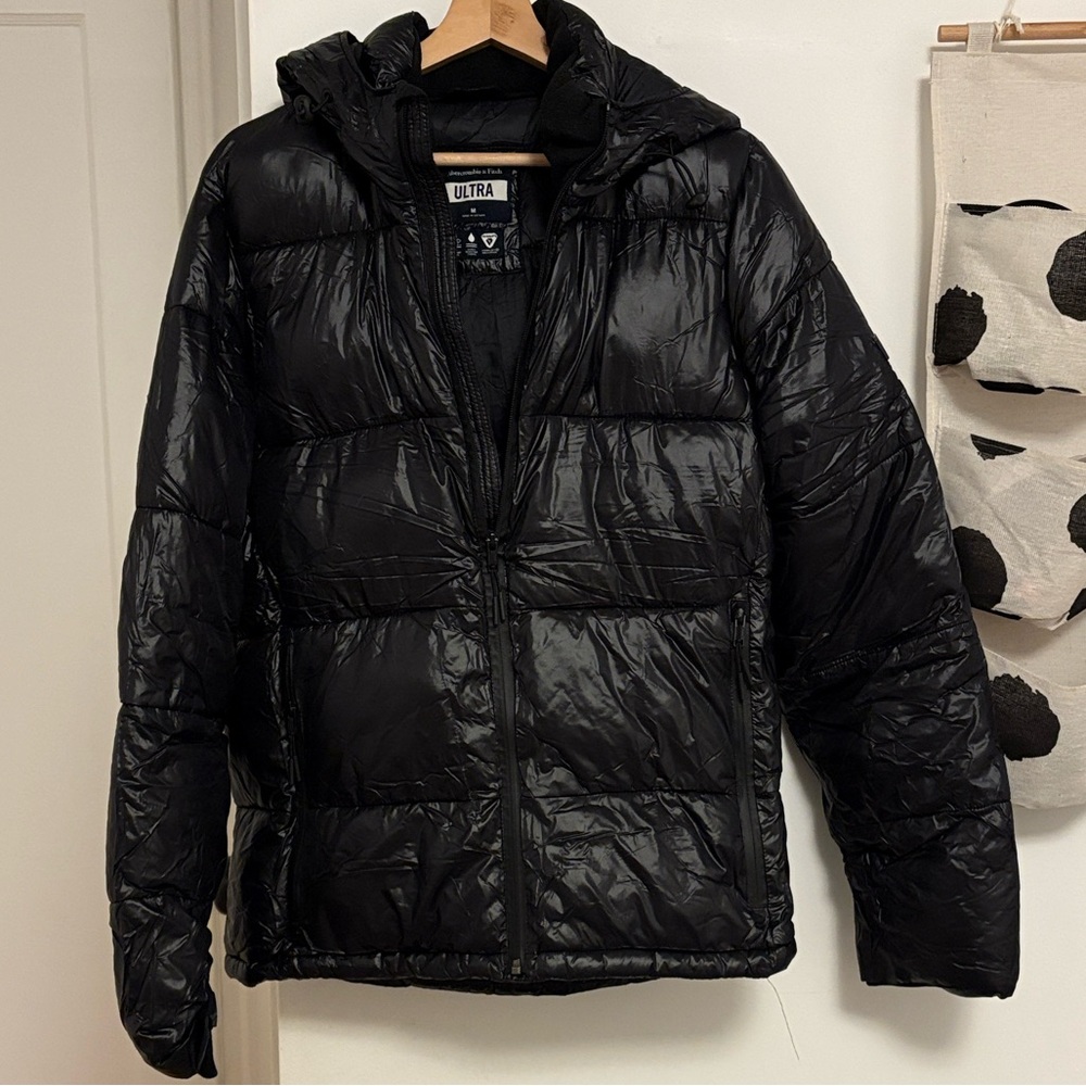 ABERCROMBIE & FITCH Ultra Warm Black Shine puffer jacket